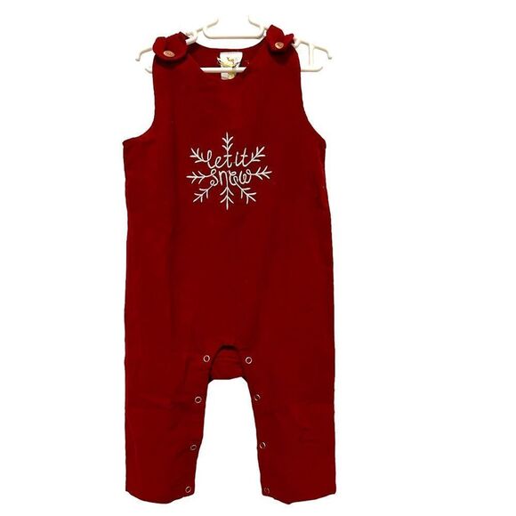 Velvet Fawn Christmas Romper Toddler boy red corduroy 18-24 months - Picture 1 of 5